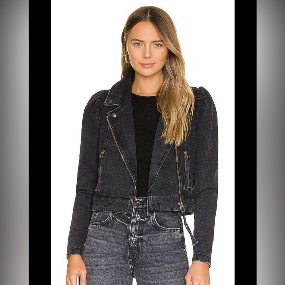 retrofete Tai Jacket Onyx Black Denim Moto Revolve